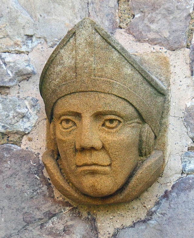 St Michaels Church Bust St Elfod Placed Above Vestry Door 1